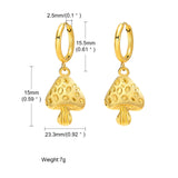 Stainless steel earrings mushroom retro literary plating 18k gold earrings