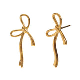 Simple personality creative earrings stainless steel 18K gold-plated irregular sweet bow earrings