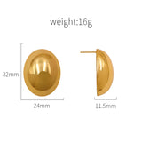 Chubby Half Round Earrings 18K Gold Plated Unisex Studs