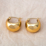 Stainless steel niche personalized retro C-shaped ball earrings women's 18K gold earrings earrings ear buckle