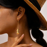 Stainless Steel Peanut Tassel Earrings Fashion Gold Earrings