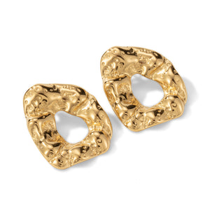 Exaggerated personalized gold-plated pleated geometric earrings atmospheric upscale sense of irregular women's earrings