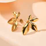 Stainless steel 4 leaves earrings 18K gold fashion personality