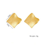 Quadrilateral Crease Stainless Steel 18K Gold Plated Irregular Geometric Women's Earrings