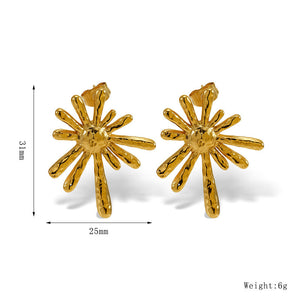 Trendy jewelry 18k gold stainless steel radiating earrings temperament fashion earrings