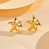 Stainless steel starfish earrings 18K gold color fashion personality earrings