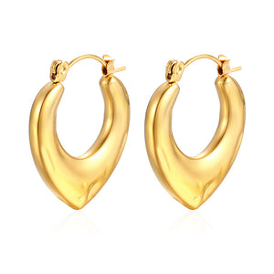 French retro style stainless steel heart earrings temperament women's 18K plated earrings