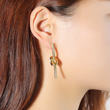 Stainless Steel Knotted Earrings Gold Color Fashion Personalized Earrings