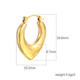 French retro style stainless steel heart earrings temperament women's 18K plated earrings