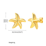 Stainless steel starfish earrings 18K gold color fashion personality earrings