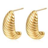 13MM 18K Gold Bread Earrings Irregular Spiral Earrings