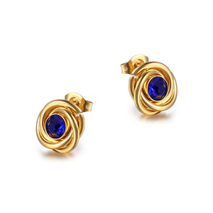 Gold blue diamonds niche design fashion men and women with the same style earrings