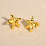 Stainless steel starfish earrings 18K gold color fashion personality earrings