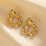 Exaggerated personalized gold-plated pleated geometric earrings atmospheric upscale sense of irregular women's earrings