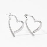 Love heart earrings niche design sense two wear stainless steel electroplated metal glossy love heart front and back cross earrings