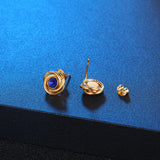 Gold blue diamonds niche design fashion men and women with the same style earrings