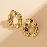 Exaggerated personalized gold-plated pleated geometric earrings atmospheric upscale sense of irregular women's earrings