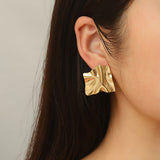 Vintage stainless steel earrings 18K gold-plated niche design earrings versatile personality irregular earrings