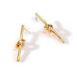 Stainless Steel Knotted Earrings Gold Color Fashion Personalized Earrings