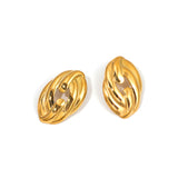 Stainless Steel 18k Gold Plated Heavy Duty Chunky Textured Stud Earrings