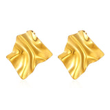 Vintage stainless steel earrings 18K gold-plated niche design earrings versatile personality irregular earrings