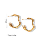 18k Gold Stainless Steel Titanium Steel V Irregular Cast Textured Earrings