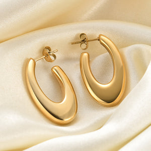 Oval Earrings U Geometric 18K Gold Earrings