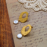 Vintage style baroque shaped freshwater pearl earrings fashion exaggerated foreign trade popular earrings