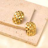 Stainless Steel 18k Gold Plated Heavy Textured Braided Stud Earrings