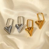 18K gold three-dimensional peach heart big love pendant earrings female fashion retro new wave gold-plated stainless steel earrings jewelry