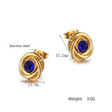 Gold blue diamonds niche design fashion men and women with the same style earrings