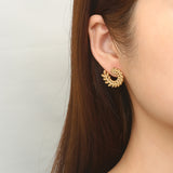 Temperament wheat ears stainless steel 18K gold-plated retro trend earrings niche design earrings