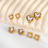 New French fashion retro popular hot gold shell fan-shaped radiant stainless steel earrings