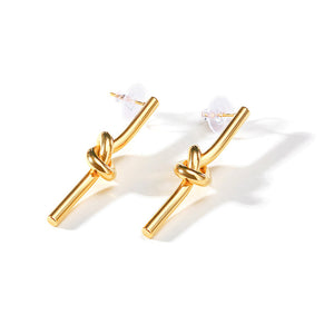 Stainless Steel Knotted Earrings Gold Color Fashion Personalized Earrings