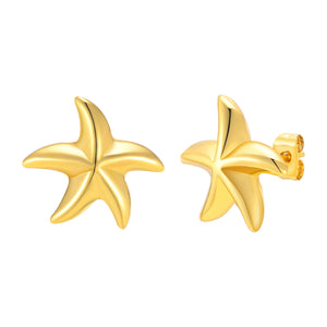 Stainless steel starfish earrings 18K gold color fashion personality earrings