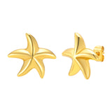 Stainless steel starfish earrings 18K gold color fashion personality earrings