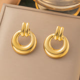 Ins style 18k gold stainless steel round rings hundred earrings wholesale