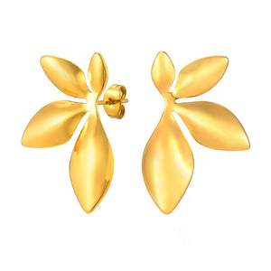 Stainless steel 4 leaves earrings 18K gold fashion personality