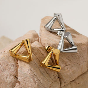 Creative triangle earrings personalized cone splicing unique design plating earrings