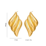 Geometric 18K Gold Stainless Steel Fashion Simple Metal Style Triple Wing Stud Earrings