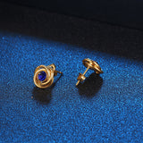 Gold blue diamonds niche design fashion men and women with the same style earrings