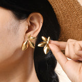 Stainless steel 4 leaves earrings 18K gold fashion personality