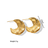 18k Gold Stainless Steel Titanium Steel V Irregular Cast Textured Earrings