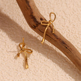 Simple personality creative earrings stainless steel 18K gold-plated irregular sweet bow earrings