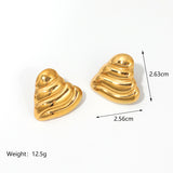 Stainless Steel 18k Gold Plated Heavy Textured Heart Stud Earrings