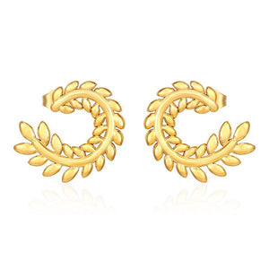 Temperament wheat ears stainless steel 18K gold-plated retro trend earrings niche design earrings