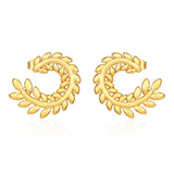 Temperament wheat ears stainless steel 18K gold-plated retro trend earrings niche design earrings