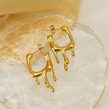 Lava Drops Stainless Steel Stainless Steel 18K Gold Liquid Muscle Stud Earrings