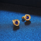 Gold blue diamonds niche design fashion men and women with the same style earrings