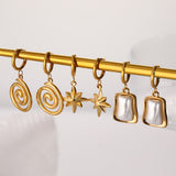 French Vintage Stainless Steel Premium 18k Gold Geometric Wrap Earrings